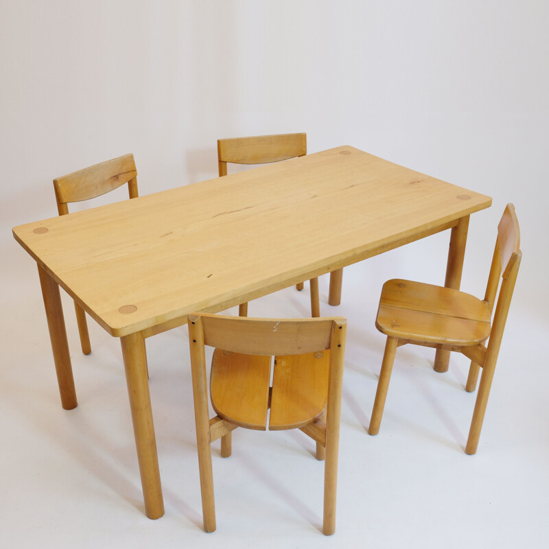 Vintage wooden dining set by Pierre Gautier Delaye, 1950