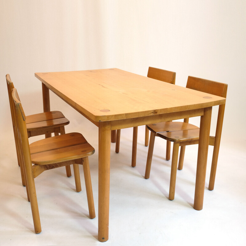 Vintage wooden dining set by Pierre Gautier Delaye, 1950