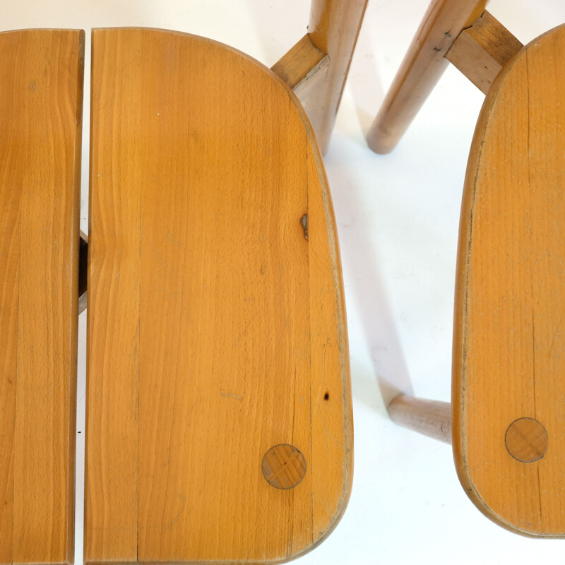 Ensemble de 4 chaises vintage de Pierre Gautier Delaye aux édition Vergnères, 1950s.