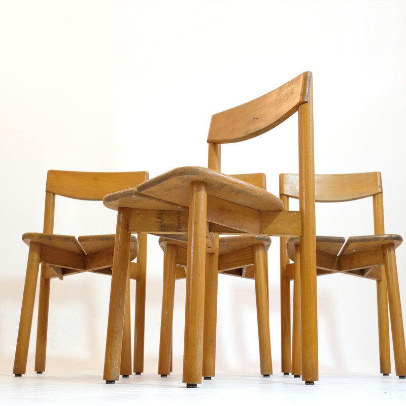 Set of 4 vintage chairs by Pierre Gautier Delaye at the Vergnères editions, 1950s.