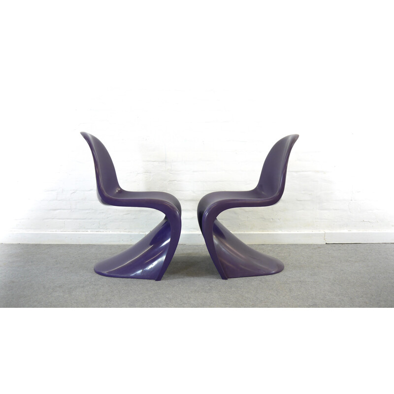 Pair of vintage Panton S-Chairs in Purple by Verner Panton for Herman Miller, 1971