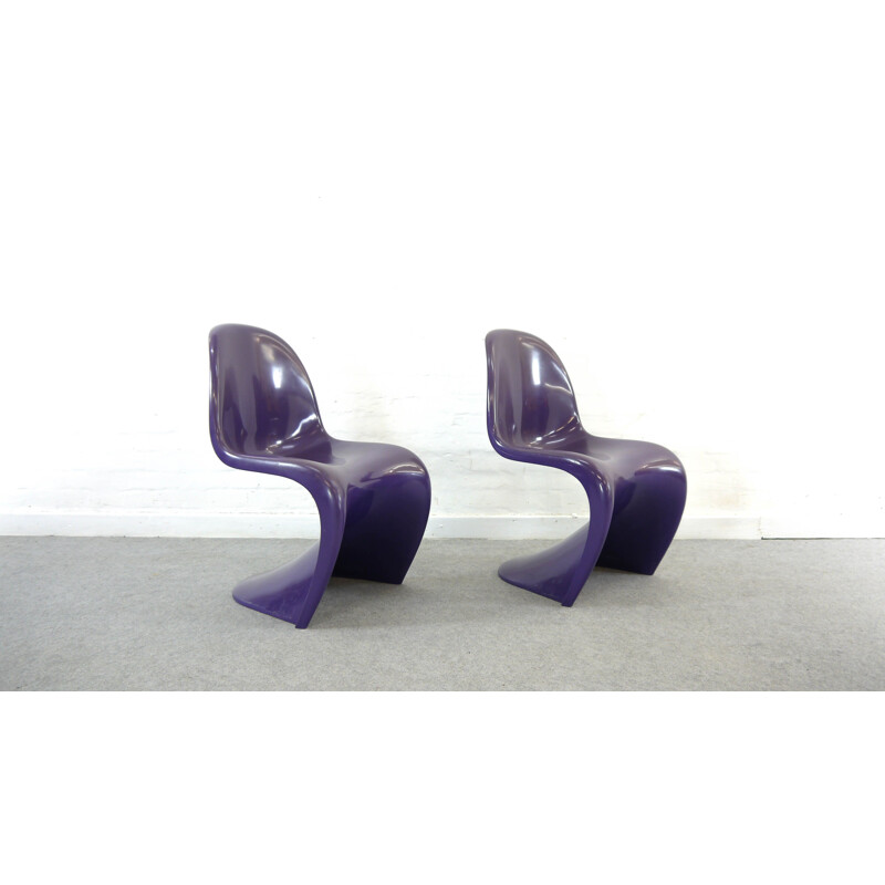 Pair of vintage Panton S-Chairs in Purple by Verner Panton for Herman Miller, 1971