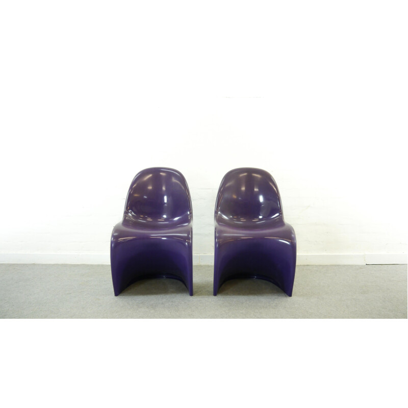 Pair of vintage Panton S-Chairs in Purple by Verner Panton for Herman Miller, 1971