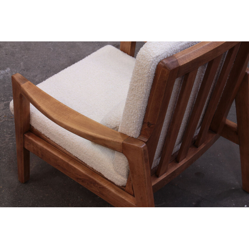 Pair of wooden armchairs and bucklefabric, 1950