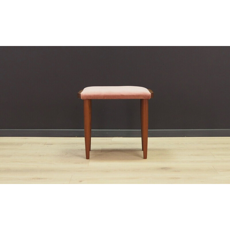 Vintage Danish footrest in velvet and teak, 1960