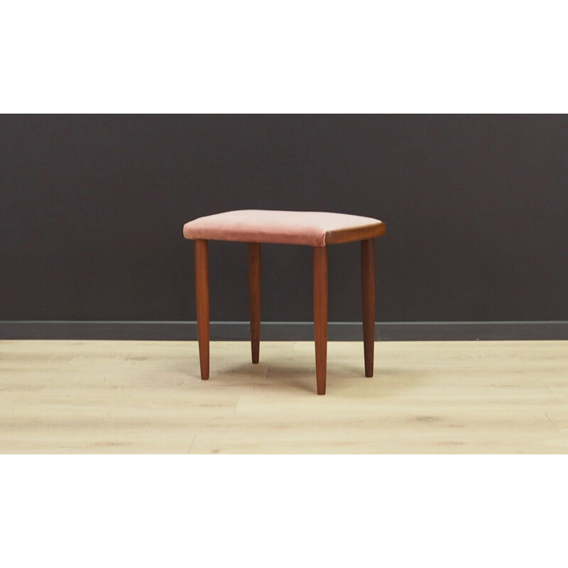 Vintage Danish footrest in velvet and teak, 1960