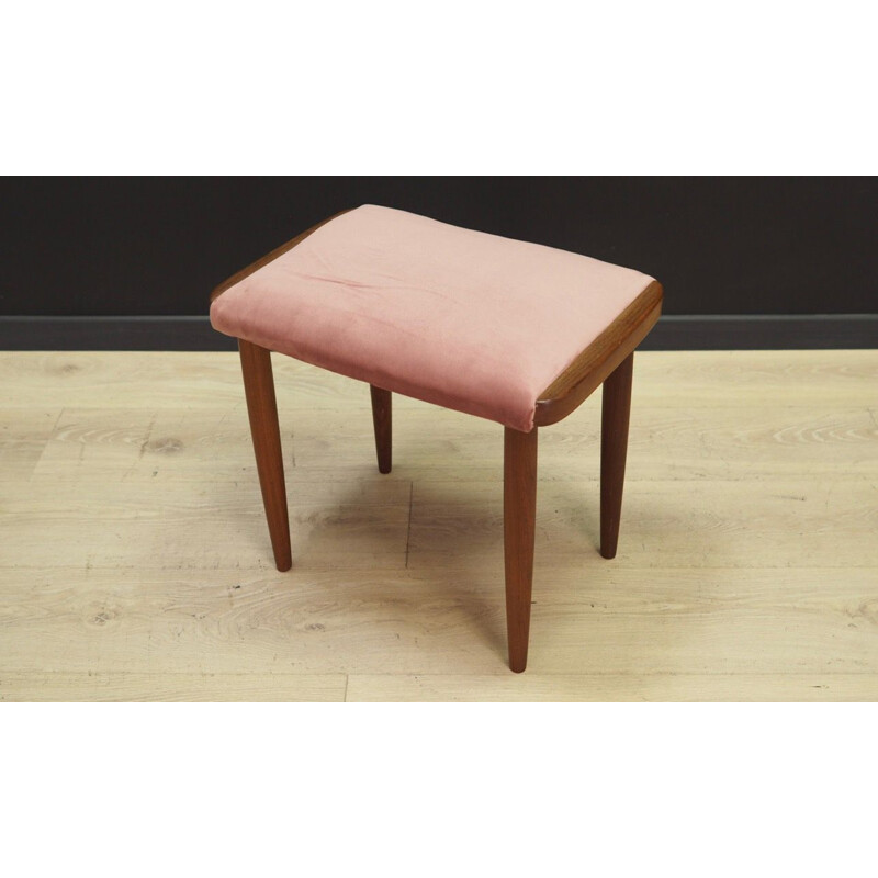 Vintage Danish footrest in velvet and teak, 1960