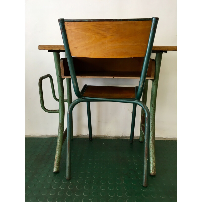 Bureau Pupitre vintage et sa chaise Mullca pour enfant, 1950
