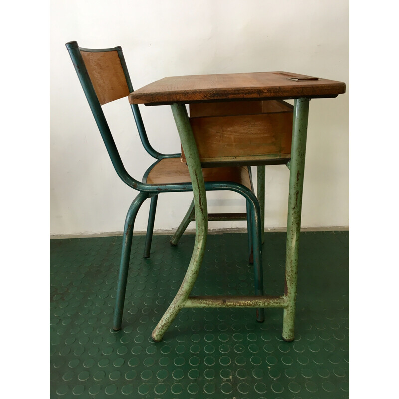 Bureau Pupitre vintage et sa chaise Mullca pour enfant, 1950