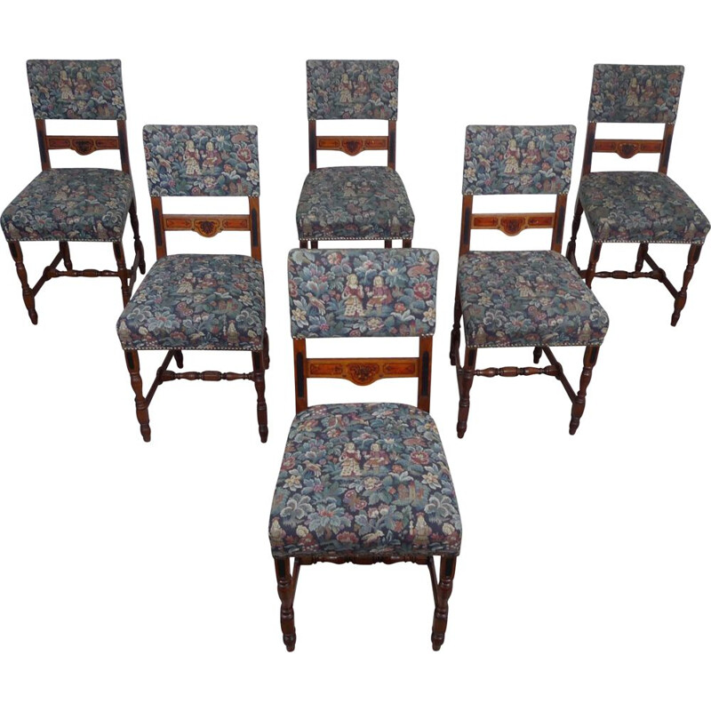 Set of 6 vintage oak dining chairs, Germany 1930