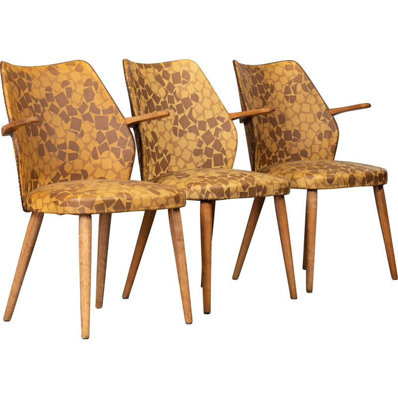 Conjunto de 3 sillas danesas vintage de vinilo
