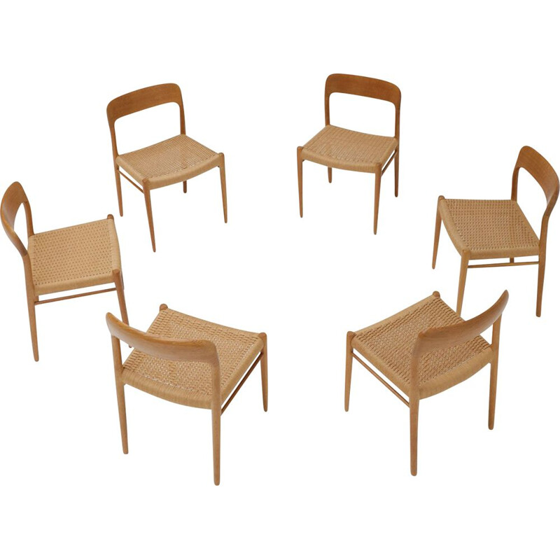 Ensemble de 6 chaises à repas vintage par Niels Otto Møller pour JL Møllers Møbelfabrik, 1970