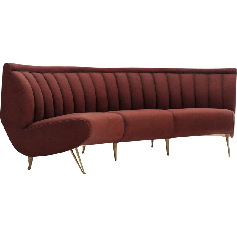 Vintage ISA Bergamo curved sofa, 1950s