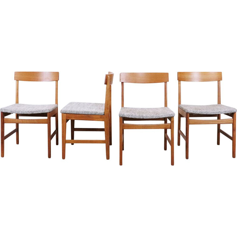 Ensemble de 4 chaises à repas vintage en teck, Danemark, 1960