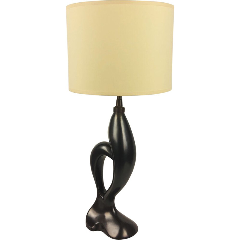 Lampe vintage zoomorphe noire, France, 1950