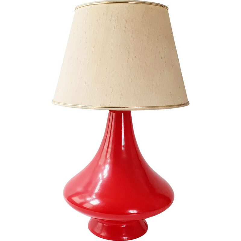 Rote Vintage-Lampe aus Glas, 1960