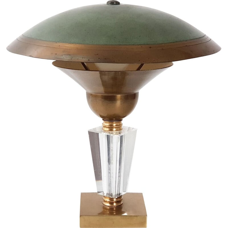 Vintage metal and brass lamp, 1930s