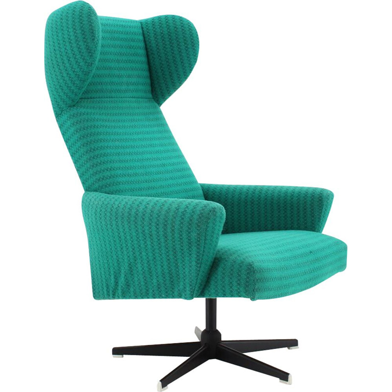 Vintage swivel wing green armchair, 1960s