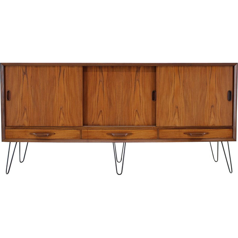 Vintage teak and iron sideboard, Denmark, 1960s