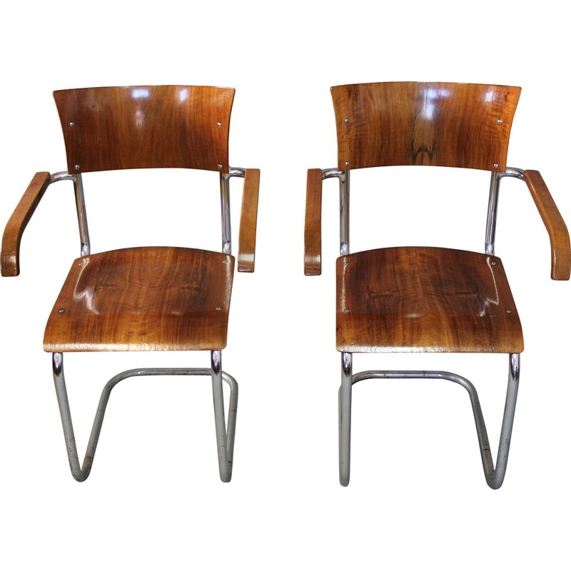 Set of 2 vintages wooden chairs by Anton Lorenz, 1930s