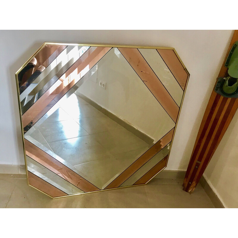 Vintage Bicolor Mirror by Romeo Rega, Italy 1970