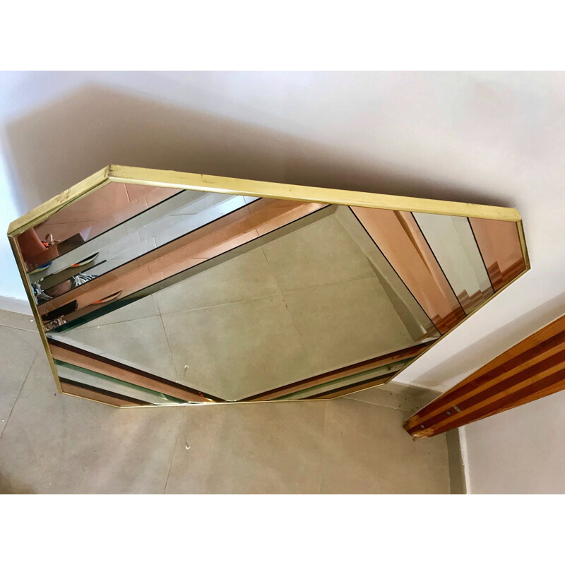 Vintage Bicolor Mirror by Romeo Rega, Italy 1970