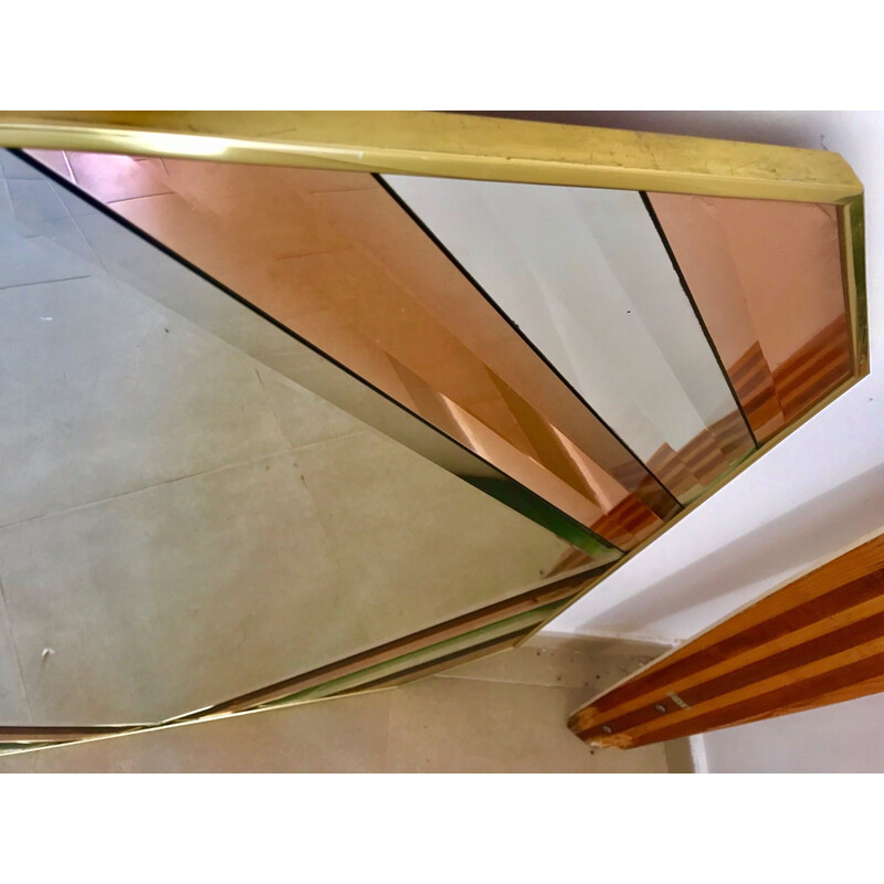 Vintage Bicolor Mirror by Romeo Rega, Italy 1970