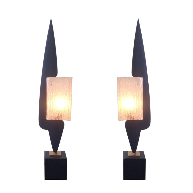 Vintage pair of sculpture lamps by Arlus 1950