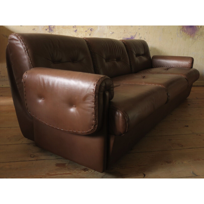 Vintage 3-seater Leather Sofa, 1950
