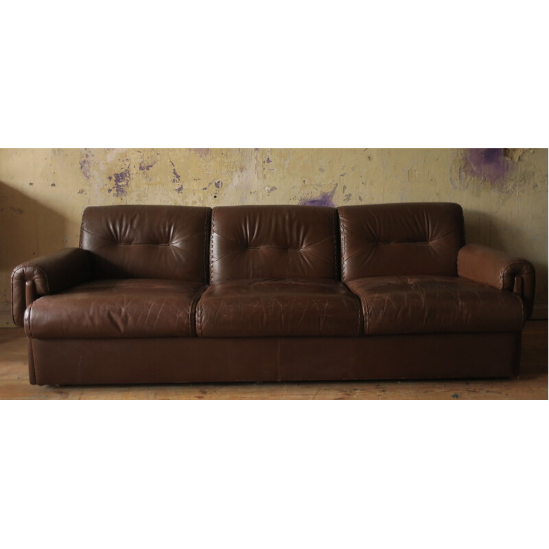 Vintage 3-seater Leather Sofa, 1950