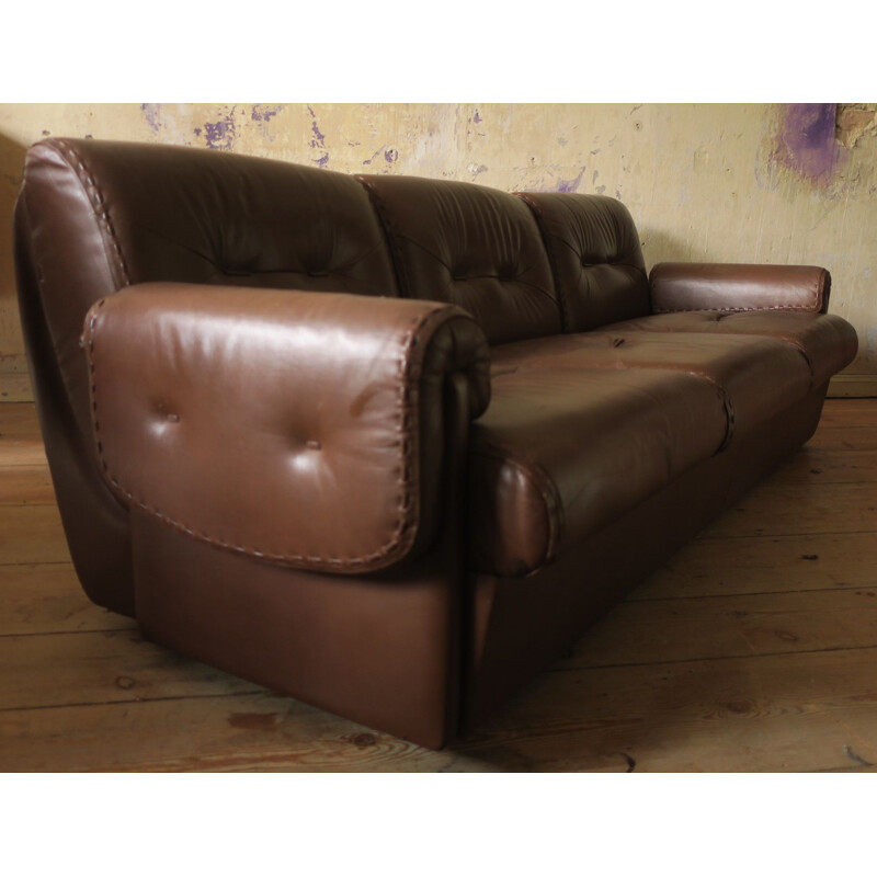Vintage 3-seater Leather Sofa, 1950