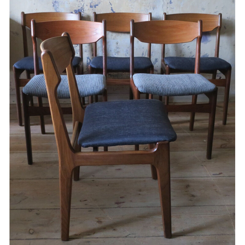 Vintage set of 6 Dining Chairs in teak by Erik Buch