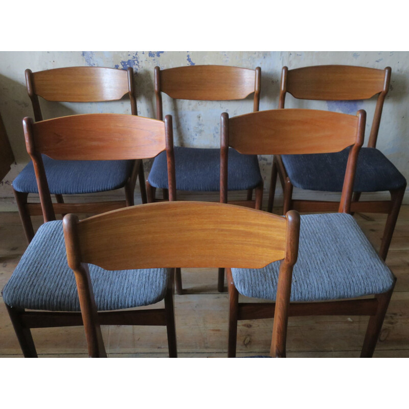 Vintage set of 6 Dining Chairs in teak by Erik Buch