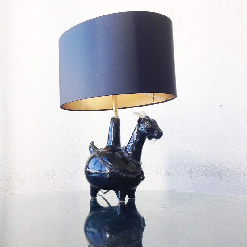 Zoomorphic ceramic vintage lamp, 1950