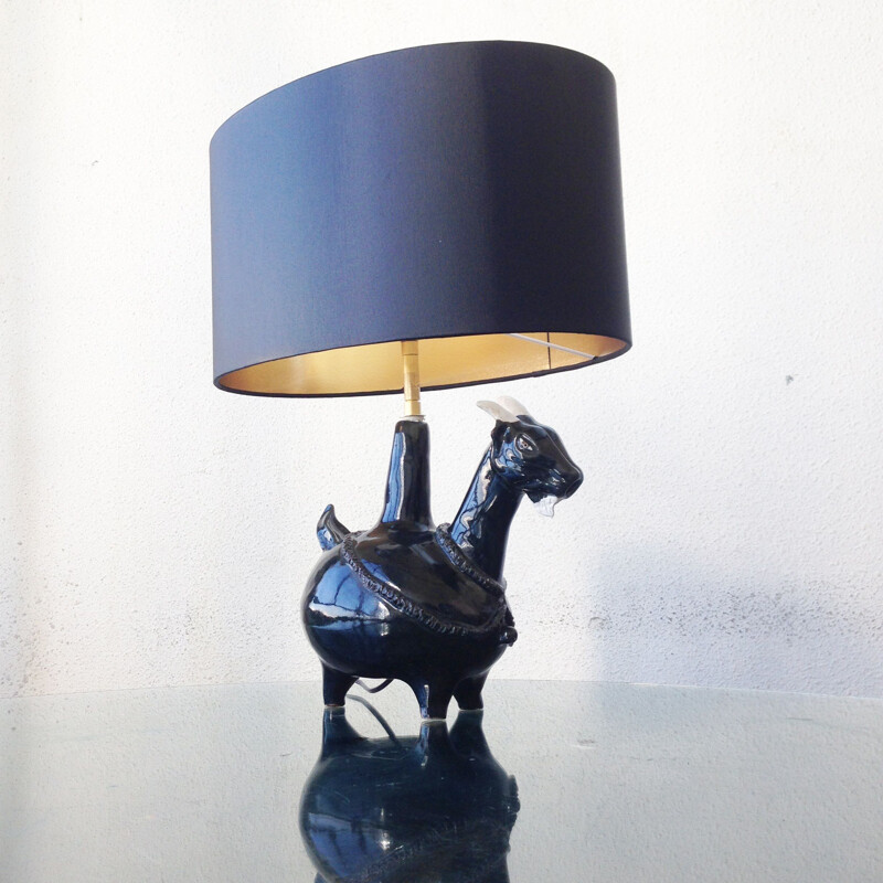 Lámpara zoomorfa de cerámica vintage 1950
