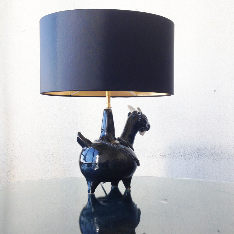 Zoomorphic ceramic vintage lamp, 1950