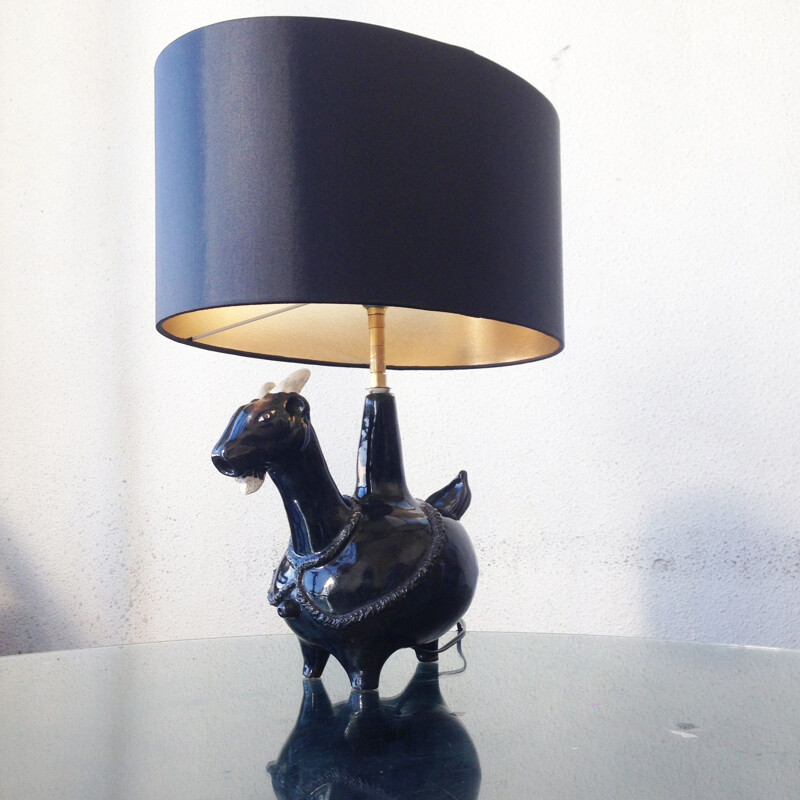 Vintage Lampe aus Keramik zoomorph 1950