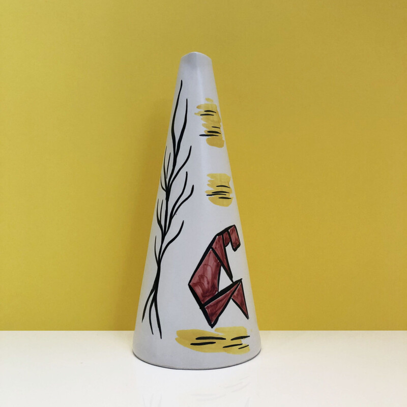 Vintage ceramic service set with Cubist décor, France Vallauris 1960 