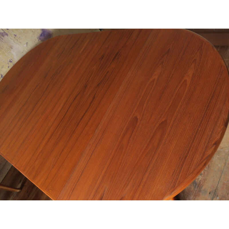 Vintage Danish Teak Circular Extendable Dining Table by Skovby