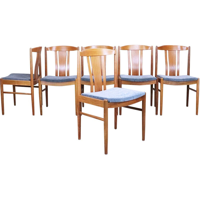 Set of 6 vintage teak chairs, Sweden, 1960s