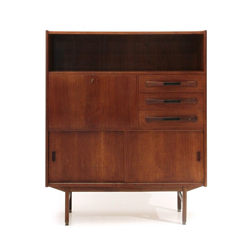 Vintage Italian teak highboard, 1950s