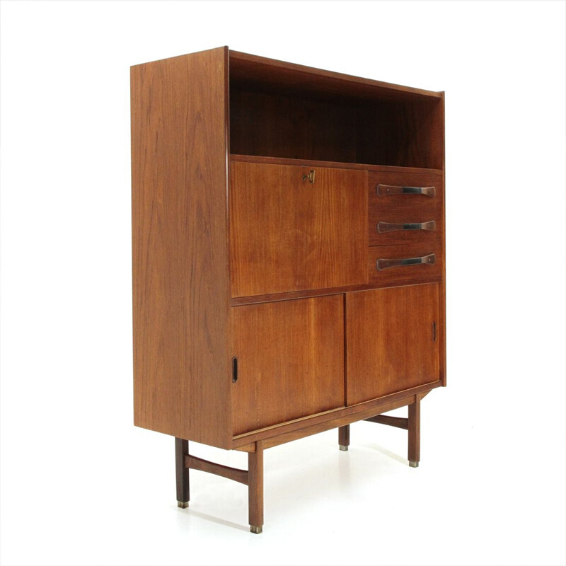 Vintage Italian teak highboard, 1950s