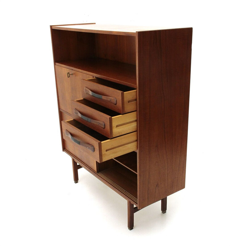 Vintage Italian teak highboard, 1950s