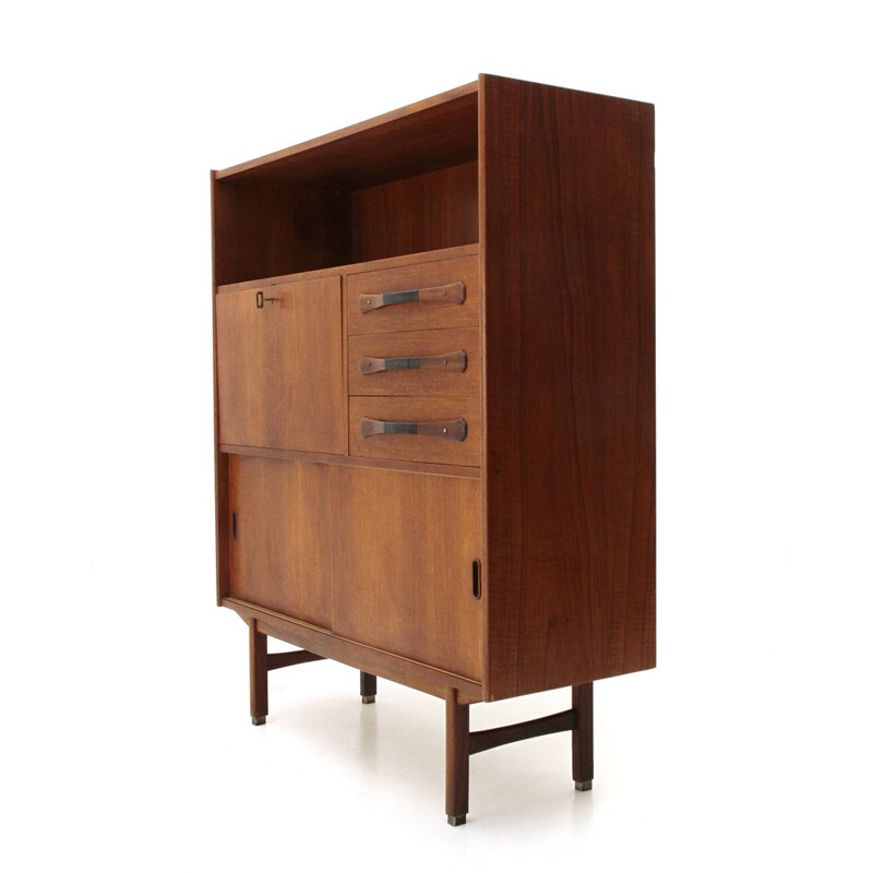 Vintage Italian teak highboard, 1950s