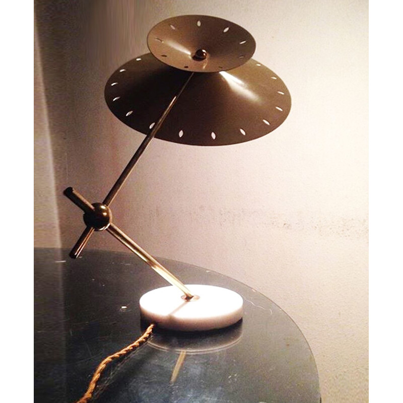 Lampada vintage in ottone di Stilux, Milano 1950