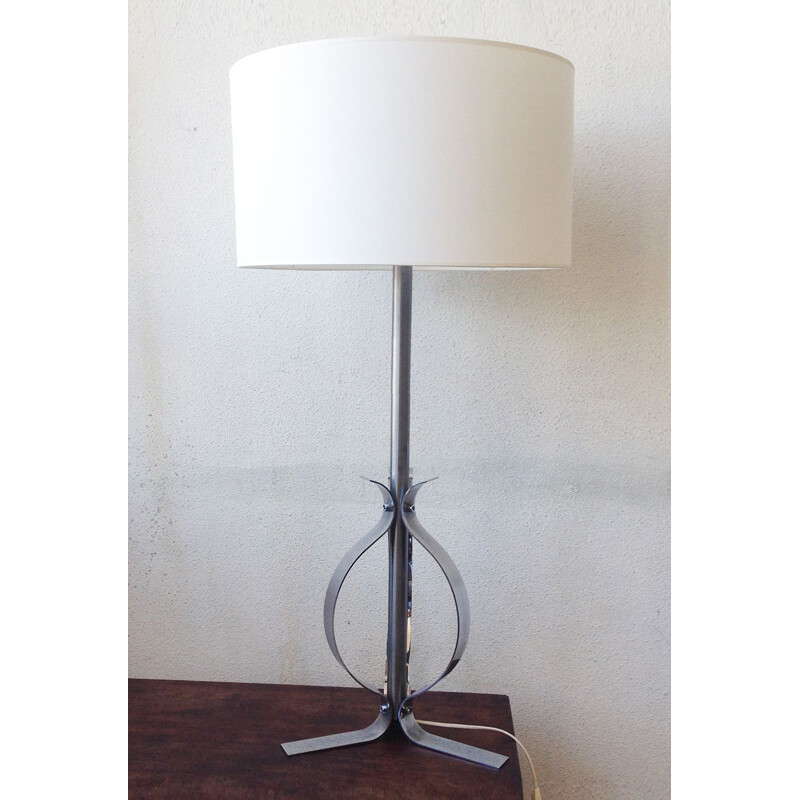 Vintage XXL floor lamp in stainless steel, 1970