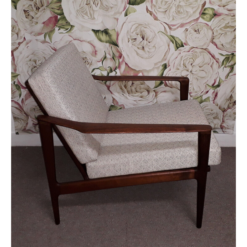 Pair of vintage scandinavian armchairs in solid teak, 1960