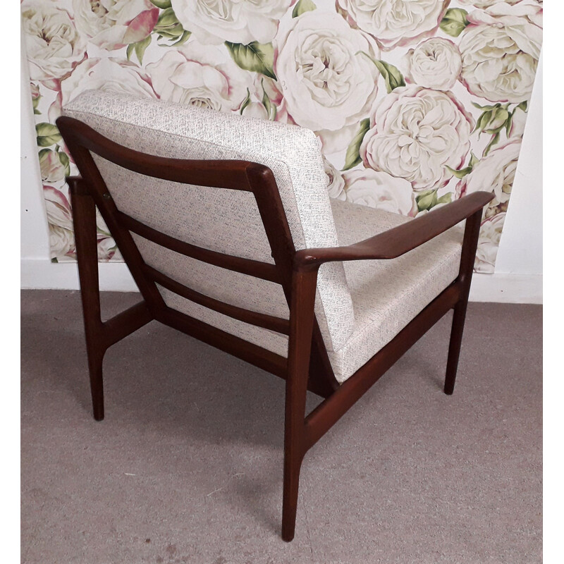 Pair of vintage scandinavian armchairs in solid teak, 1960