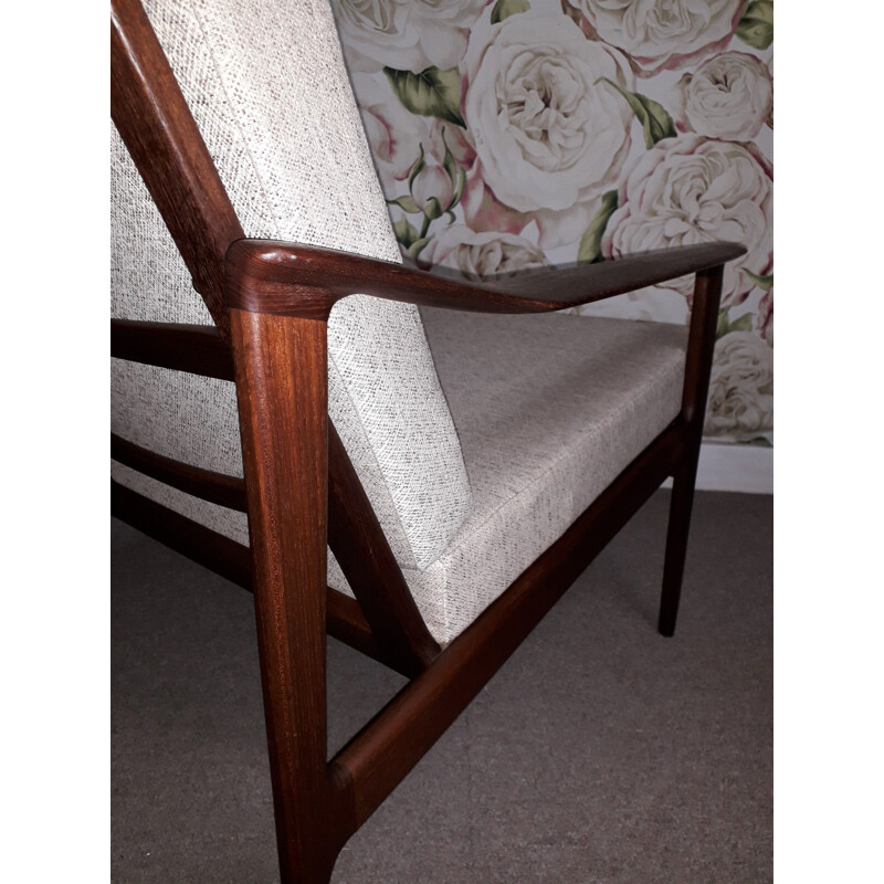 Pair of vintage scandinavian armchairs in solid teak, 1960