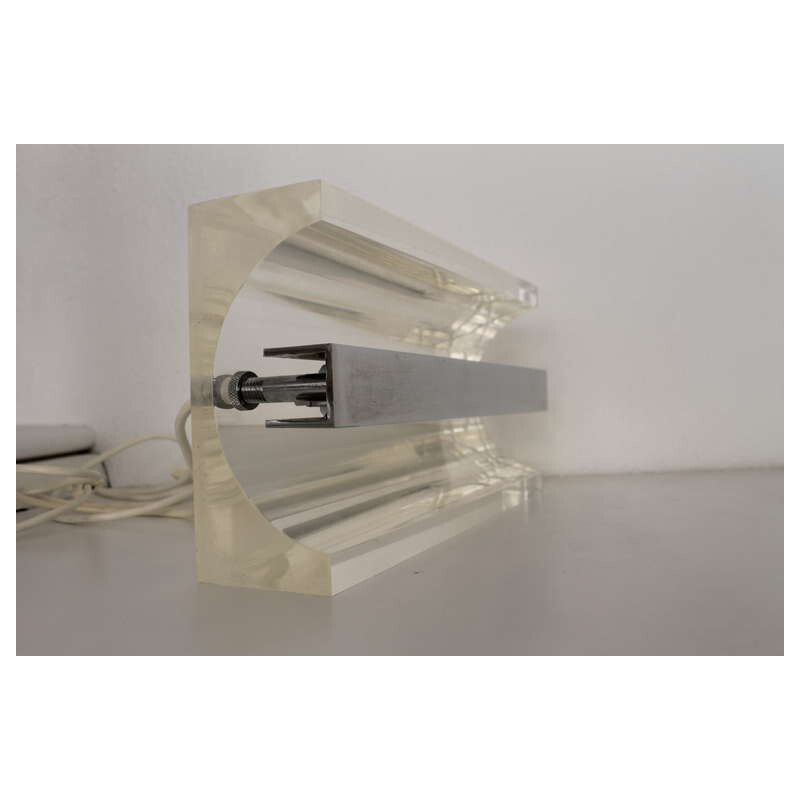Vintage table lamp in plexiglass and inox - 1970s